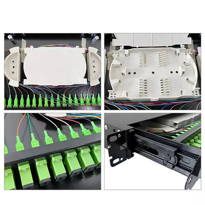 o remendo frente e verso da fibra do cerco da montagem em rack da fibra ótica do SC Simplex/LC do porto de 1U 19" 24 Painel-descarrega