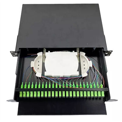 o remendo frente e verso da fibra do cerco da montagem em rack da fibra ótica do SC Simplex/LC do porto de 1U 19" 24 Painel-descarrega