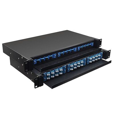 19" 24 núcleos internos portuários da montagem em rack 1U ODF 24 do painel de remendo da fibra ótica