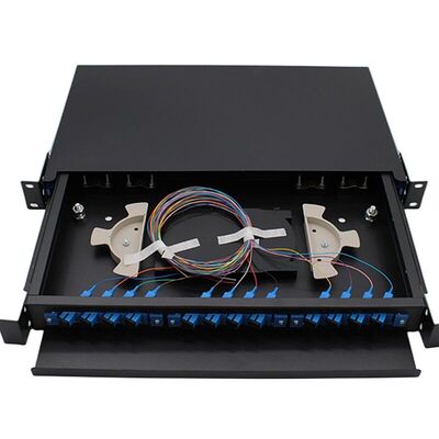 19" 24 núcleos internos portuários da montagem em rack 1U ODF 24 do painel de remendo da fibra ótica