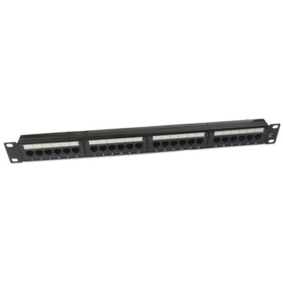 Placa trapezoide portuária RJ45 do painel de remendo do painel de remendo CAT6 1U de UTP 24