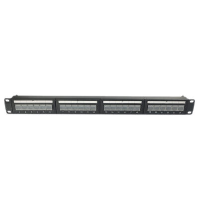 painel de remendo Unshielded RJ45 trapezoide da peça fundamental 1U 24 portuária DustProof