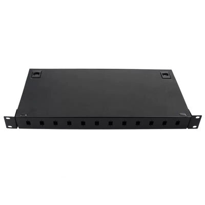 Caixa frente e verso da terminação do acoplador FTTH do LC do painel de remendo 12 da montagem em rack do metal
