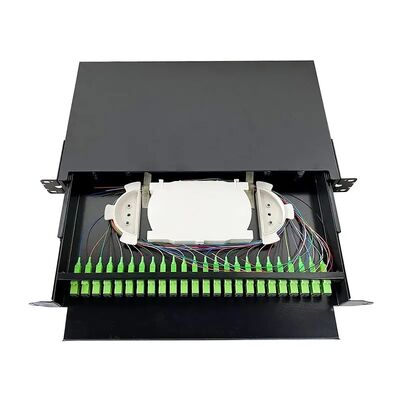 Painel de remendo ótico da fibra ótica de 19 gavetas da montagem em rack do preto da polegada para a expedição de cabogramas da rede