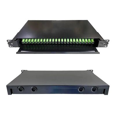 Painel de remendo ótico da fibra ótica de 19 gavetas da montagem em rack do preto da polegada para a expedição de cabogramas da rede
