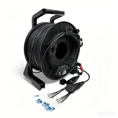 4 6 8 12 24 Core Single Mode OS2 Tactical Armored Fiber Optic Cable Reel LC SC Connector TPU Patch Cord para Parede de LED Novastar
