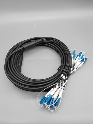Cabo de Fibra Óptica Blindado Pré-terminado Personalizado 6 12 24 Fibras LC SC Conector OS2 Monomodo Cabo Externo Preto 5.0mm