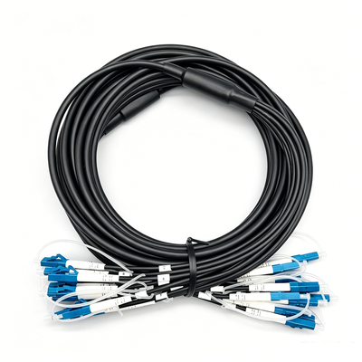 Cabo de Fibra Óptica Blindado Pré-terminado Personalizado 6 12 24 Fibras LC SC Conector OS2 Monomodo Cabo Externo Preto 5.0mm